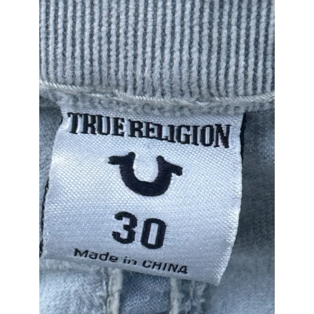 True Religion Ricky Relaxed Straight Gray Cut Off Denim Shorts Men's 30